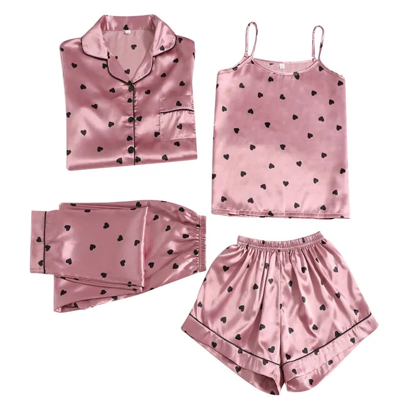 Pyjama 4 Pièces Satin Nuisette | MDN Store