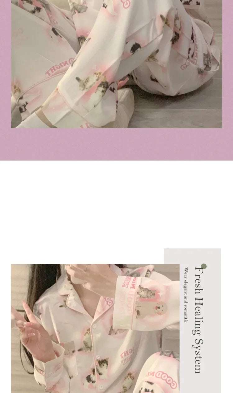 Pyjama Soie Glacée Chat Été | MDN Store