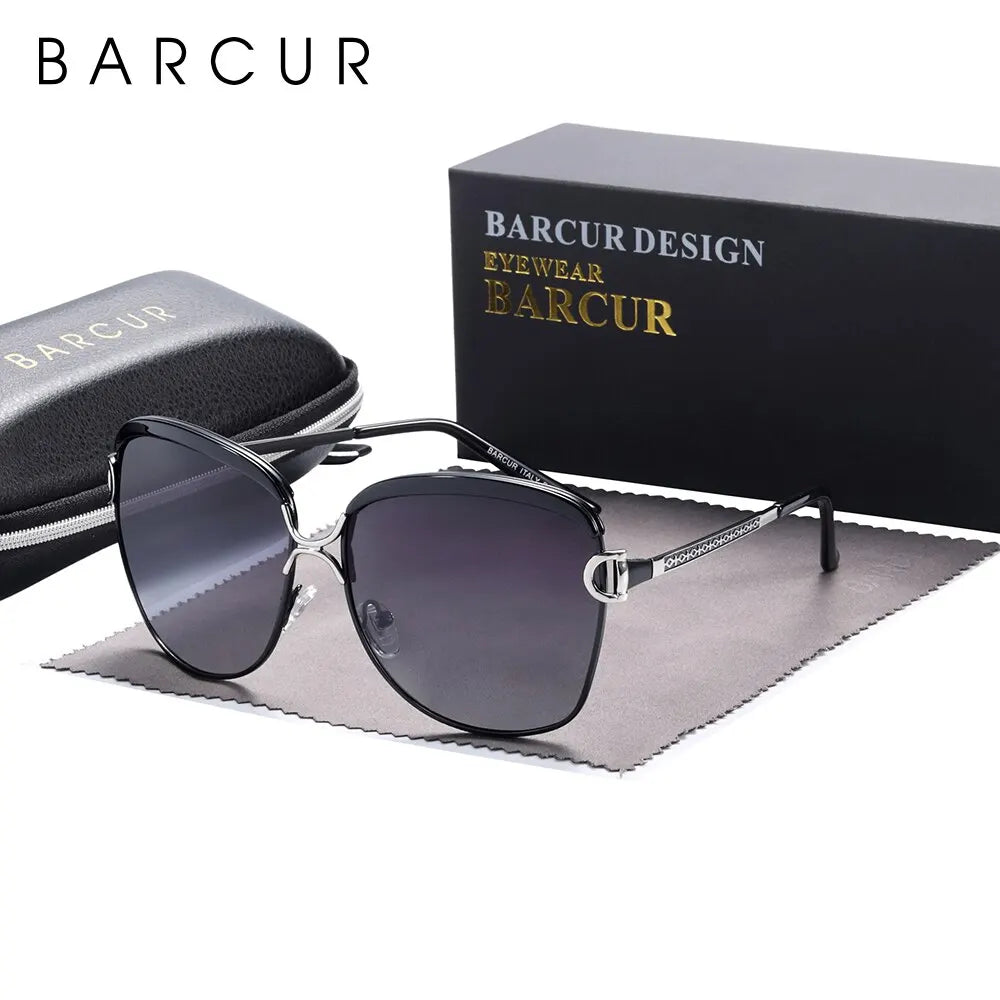 BARCUR Lunettes de Soleil Polarisées Femme Ovale Verres Dégradés UV400 Luxe | MDN Store 25