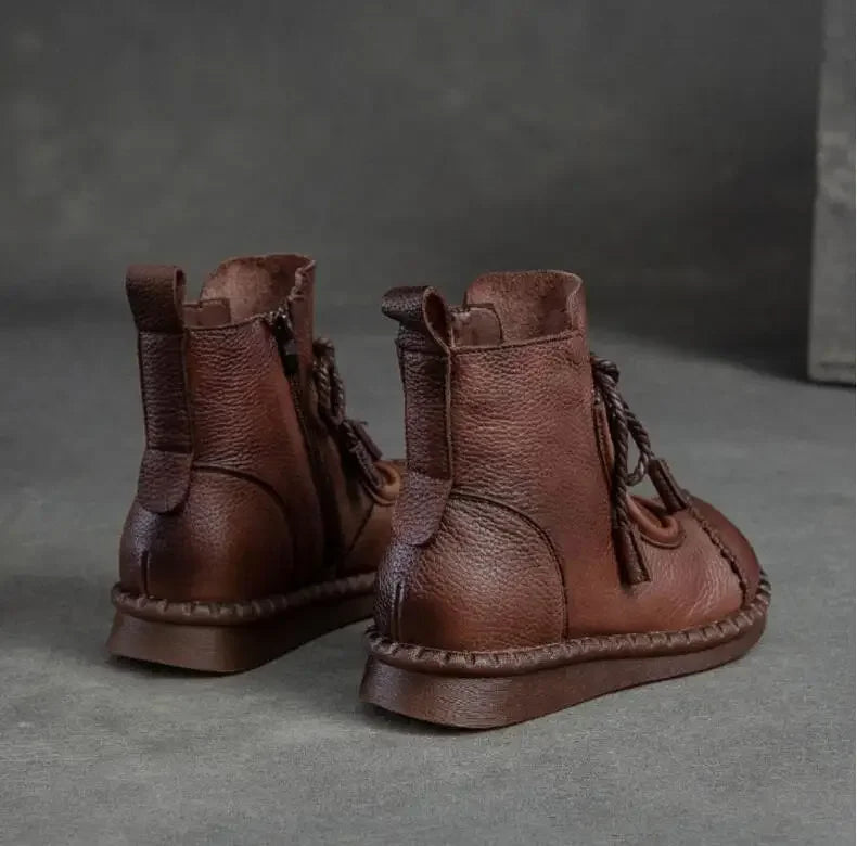 Bottines Plates Cuir Confort Rétro Femme | MDN