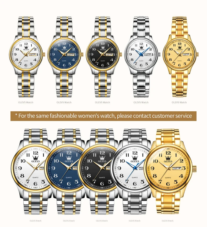 Montre Quartz Femme Elegante Acier Inoxydable Lumineuse Date Semaine | MDN Store 25
