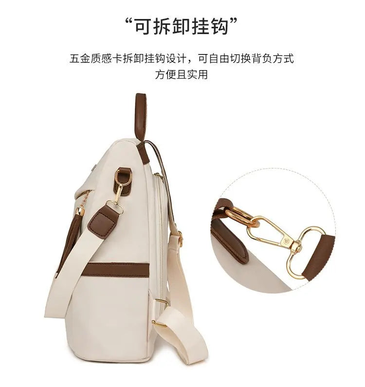 Sac à Dos Femme Nylon Anti-Vol Pompon Voyage École Grande Capacité - MDN