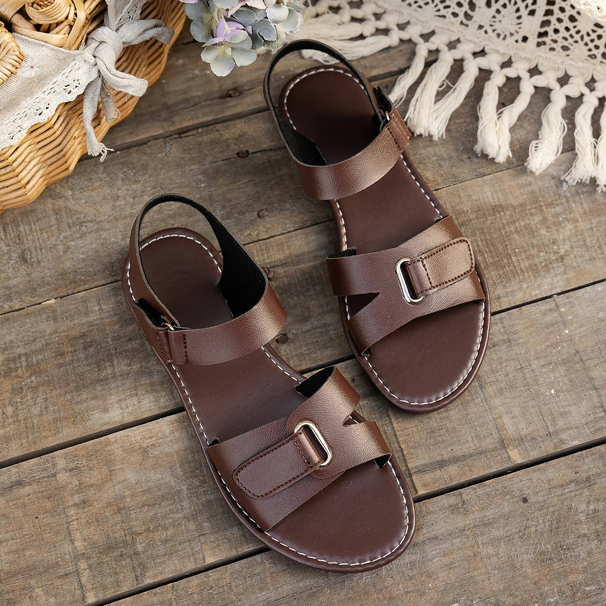 Sandales Plates Été Boucle Métallique Femme | MDN Store 25