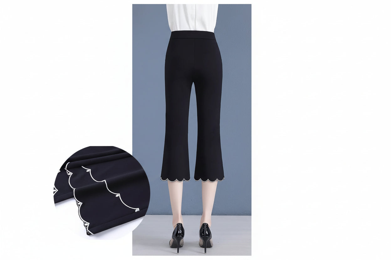 Pantalon Soie Glacée Évasé Taille Haute | MDN Store