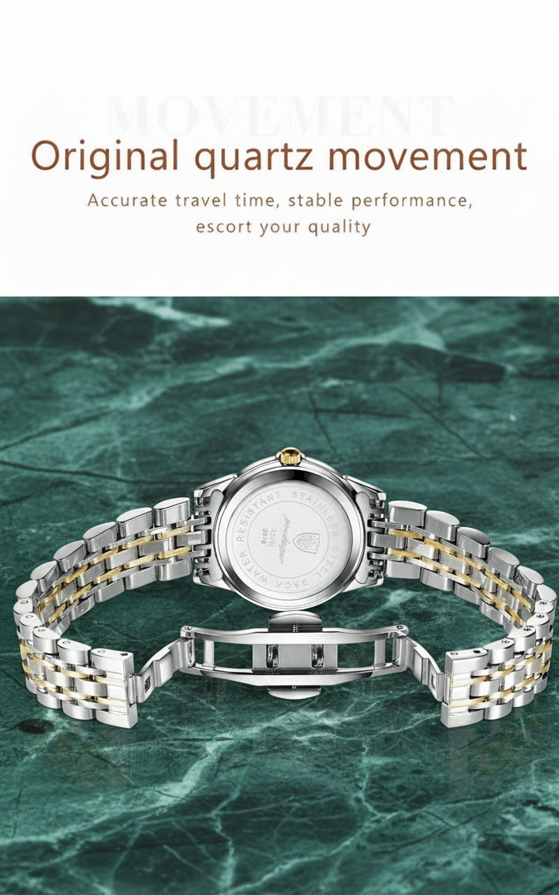 Montre Femme POEDAGAR Acier Inoxydable - Étanche Lumineuse Date Semaine Quartz | MDN