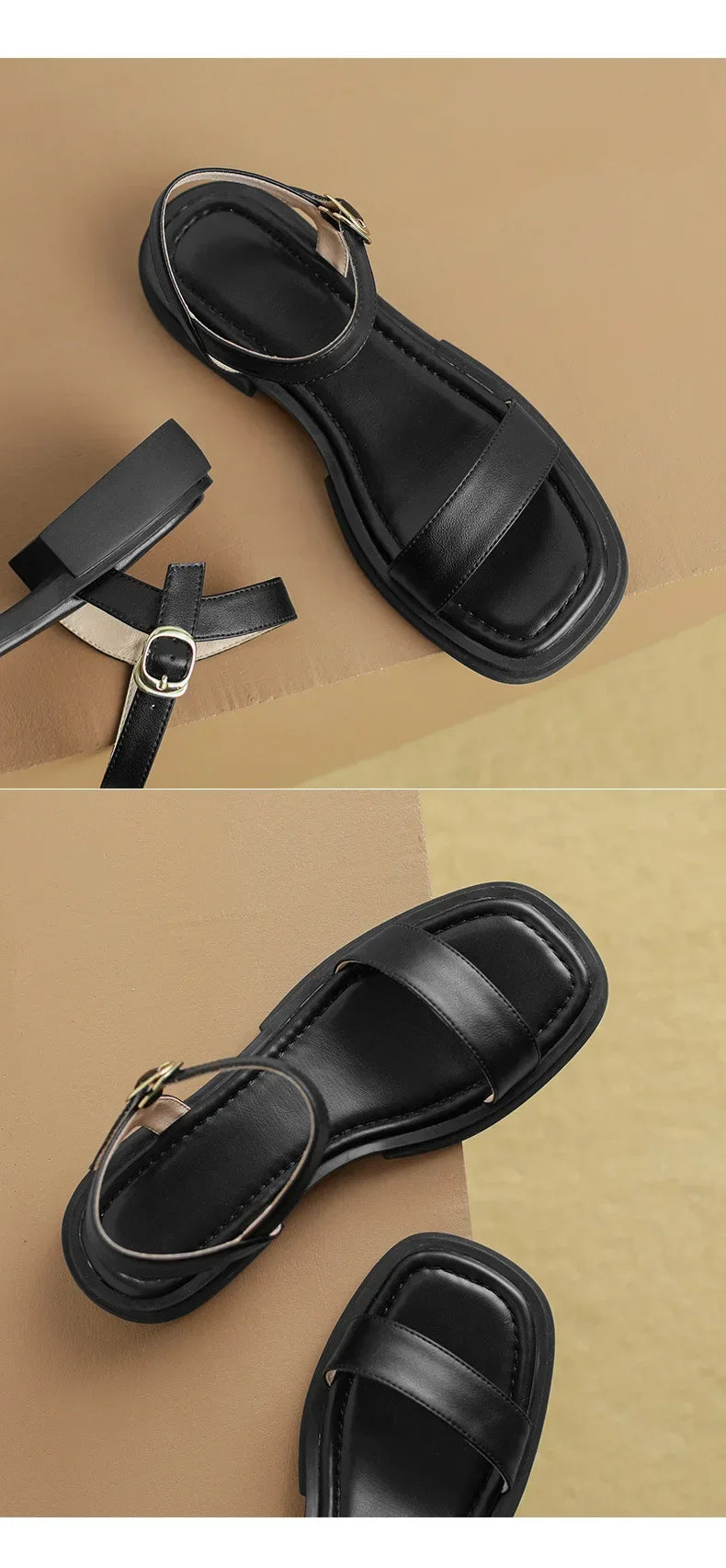 Sandales Cuir Talons Bas Confort Femme | MDN