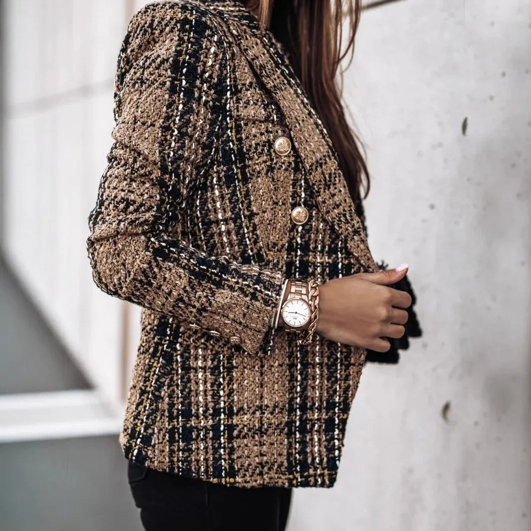 Veste Blazer Femme Imprimée Double Bouton | MDN