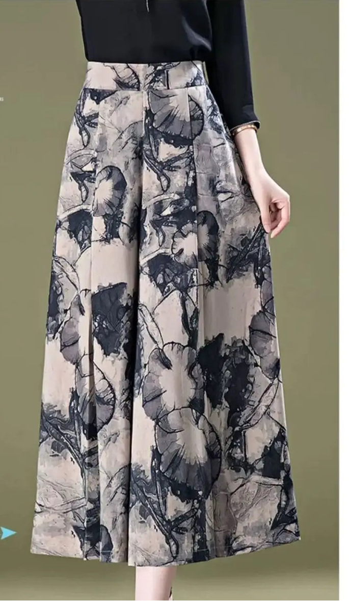 Pantalon Large Femme 7/8 Mousseline Taille Haute Léger Été | MDN Store