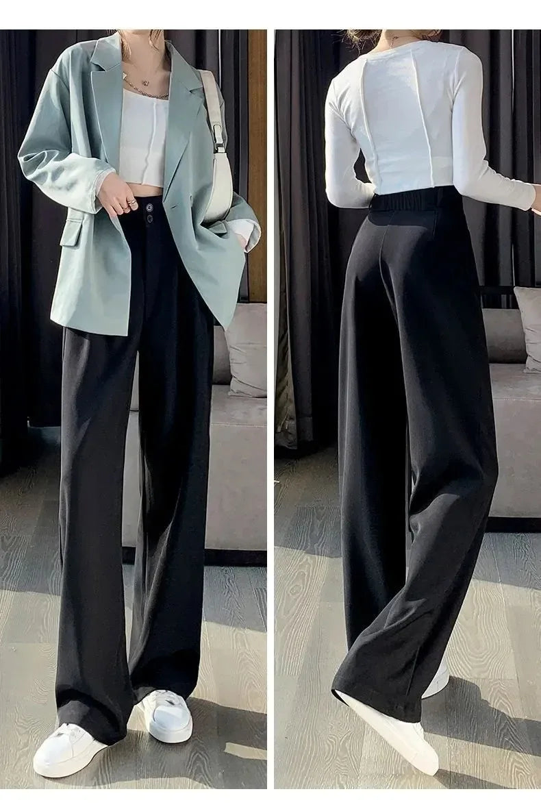 Pantalon Femme Grande Taille Haute Coréen - Baggy Bureau Élégant | MDN Store