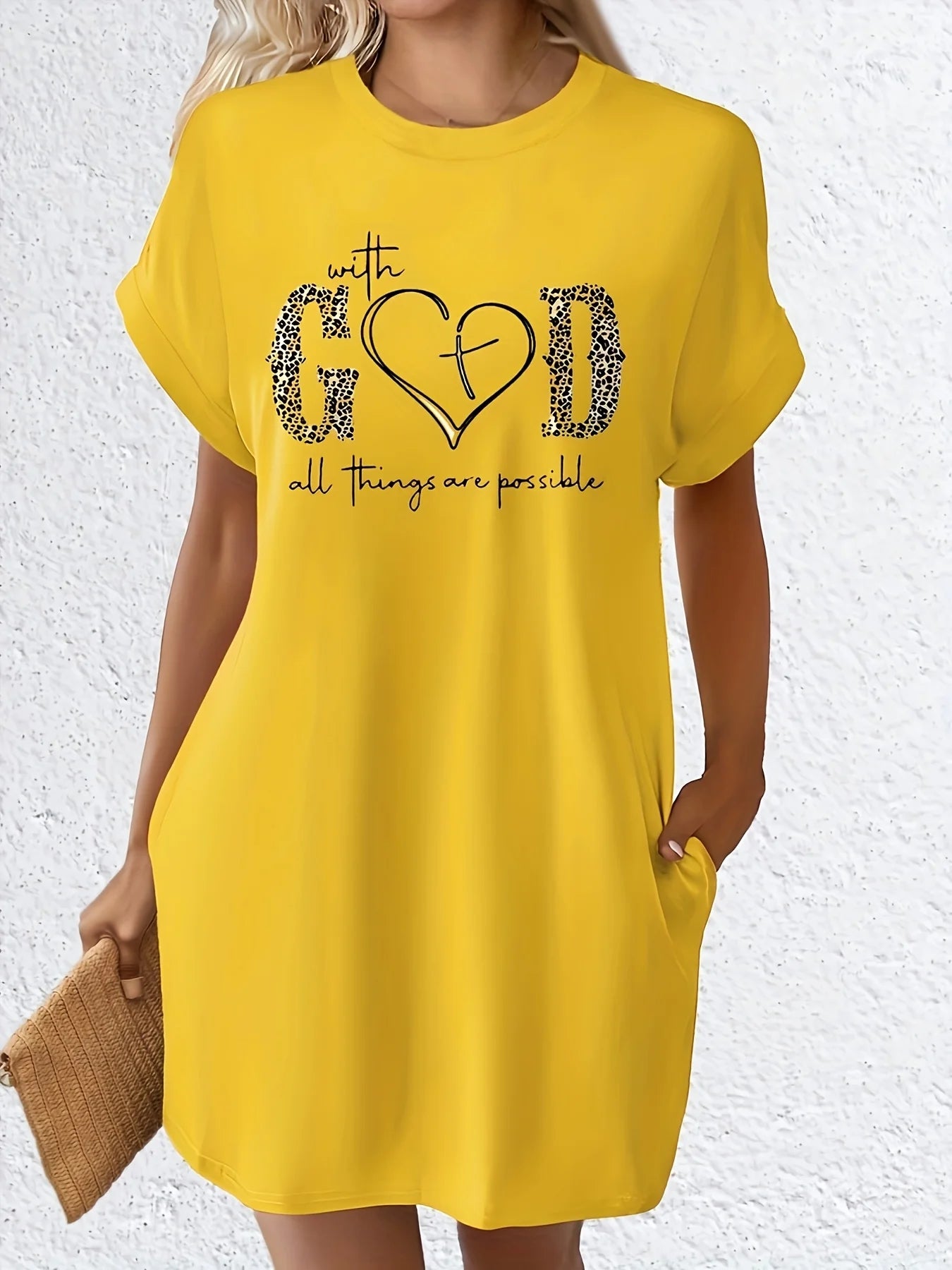 Robe T-Shirt Imprimée GOD Manches Courtes Noire | MDN