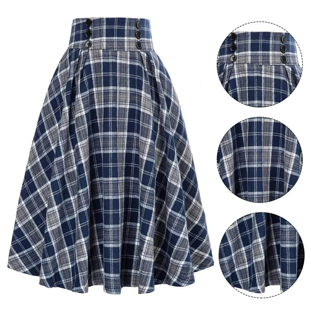 Jupe Femme Carreaux Taille Haute Rétro | MDN Store