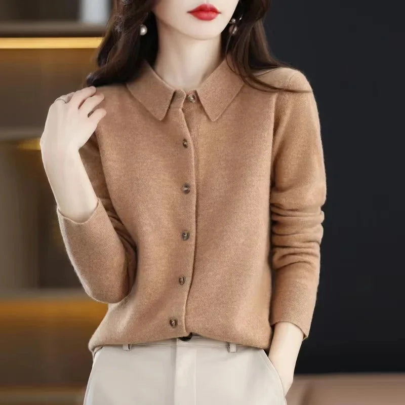 Cardigan Femme Col Polo Loose Fit Tricot Doux 9 Coloris S-XXL | MDN Store