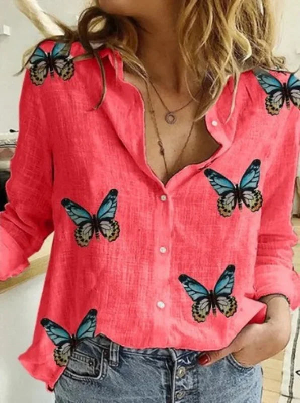blouse-femme-vintage-coton-lin-manches-longues - MDN Store 25
