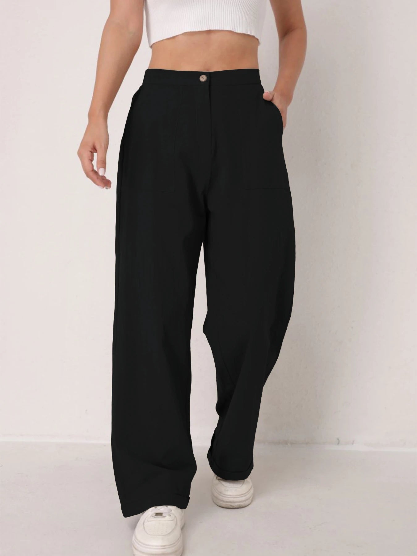 Pantalon Lin Taille Haute Décontracté Femme | MDN Store
