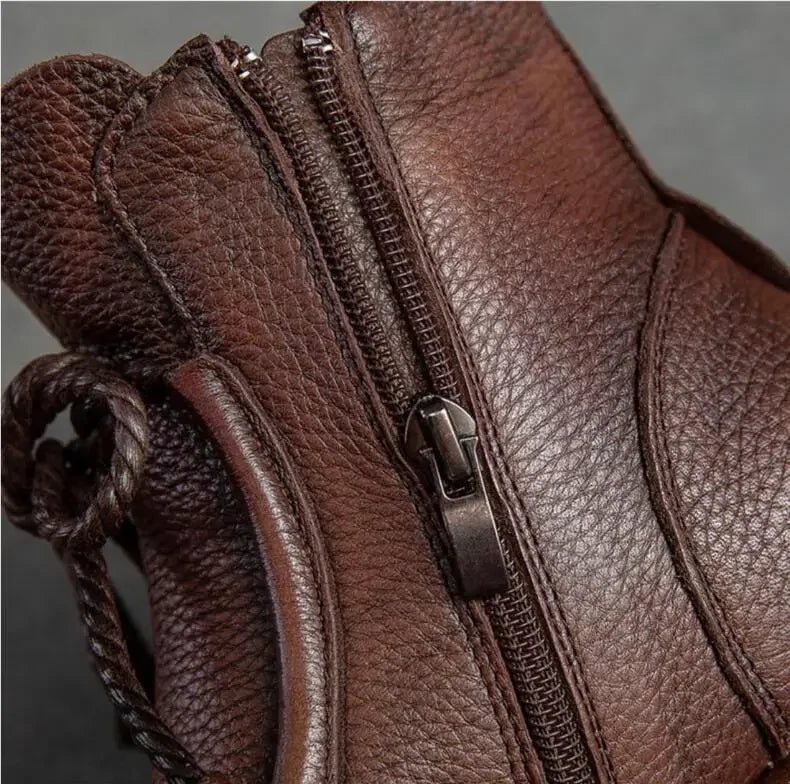 Bottines Plates Cuir Confort Rétro Femme | MDN