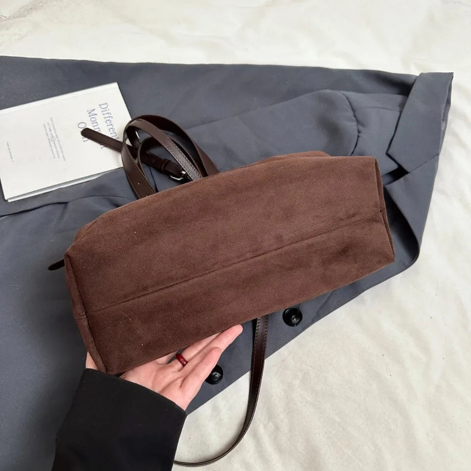 Sac à Main Femme Cuir Daim Boucle Ceinture Grande Capacité Hiver - MDN