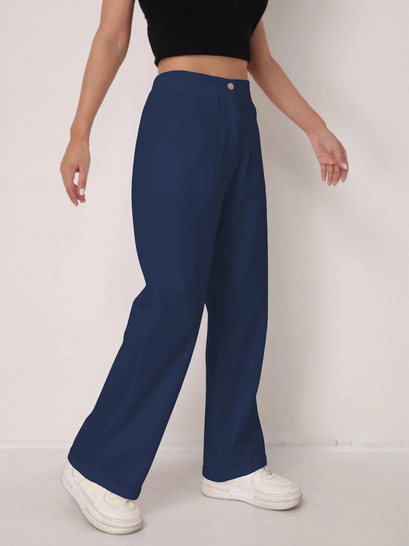 Pantalon Lin Taille Haute Décontracté Femme | MDN Store