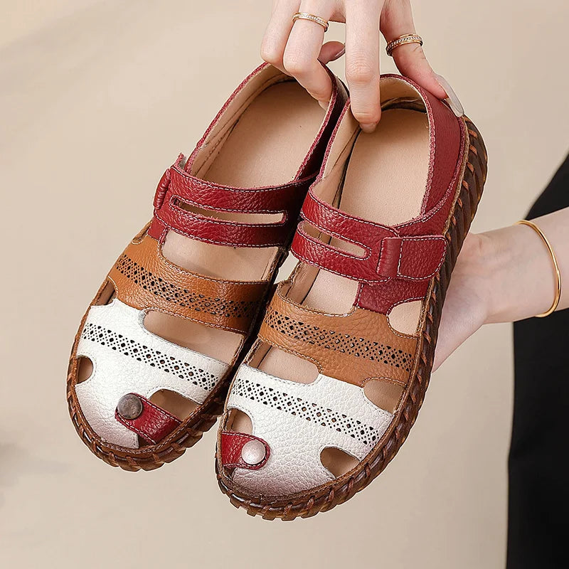 Sandales Cuir Plates Bout Fermé Lorilury | MDN Store