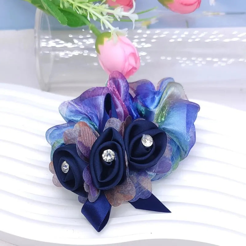 Chouchou Fleur Maille Large Élégant - Élastique Chignon Femme | MDN Store