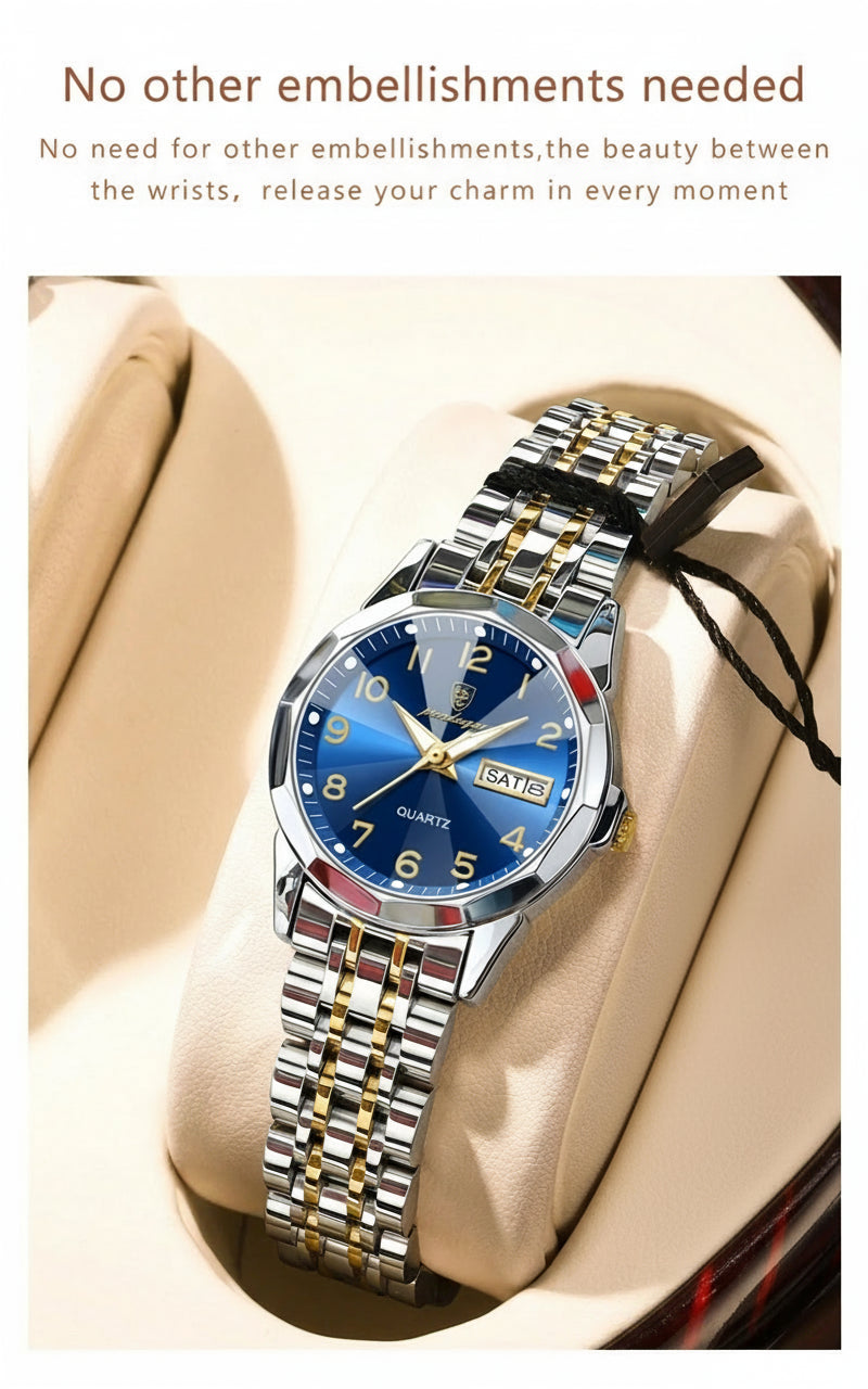 Montre Femme POEDAGAR Acier Inoxydable - Étanche Lumineuse Date Semaine Quartz | MDN