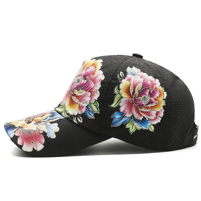 Casquette Baseball Florale Tie-Dye Hip Hop Femme Coton Reglable | MDN Store 25