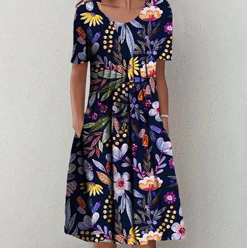 Robe Longue Femme Bohème Fleurie Volants Poches Été | MDN Store