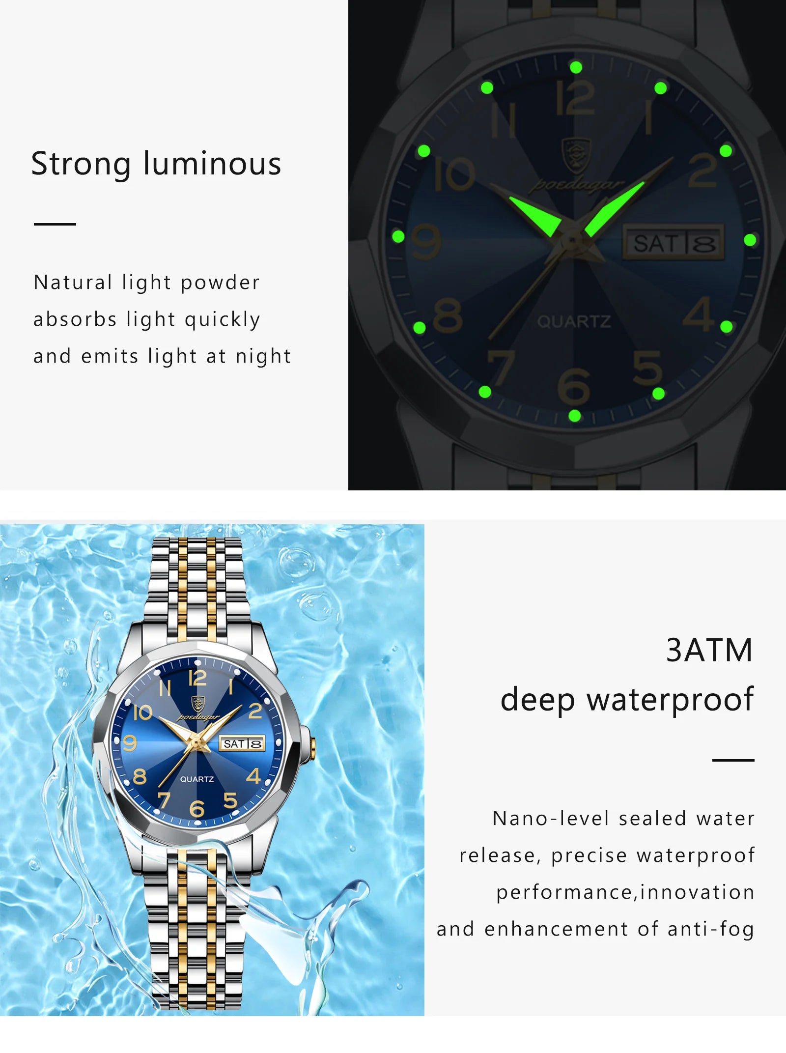 Montre Femme POEDAGAR Acier Inoxydable Étanche | MDN Store