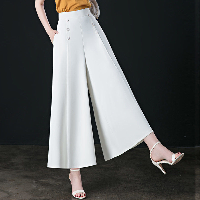 Pantalon Large Femme Vintage Café Taille Haute | MDN Store