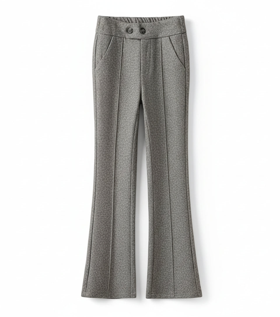 Pantalon Laine Évasé Femme Gris Clair Bureau | MDN Store