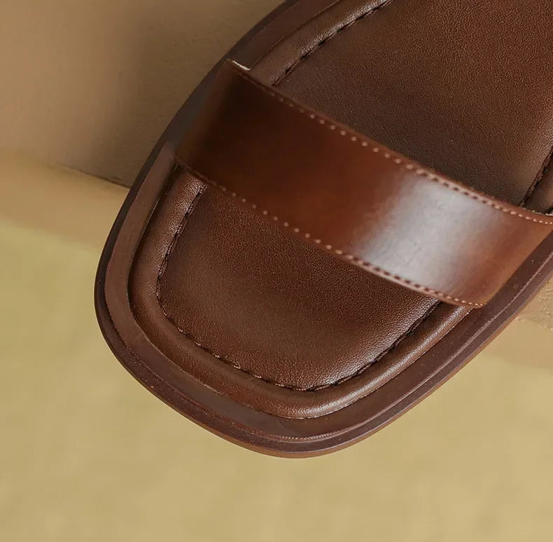 Sandales Cuir Talons Bas Confort Femme | MDN