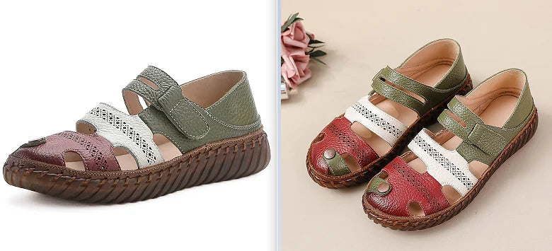 Sandales Cuir Plates Bout Fermé Lorilury | MDN Store