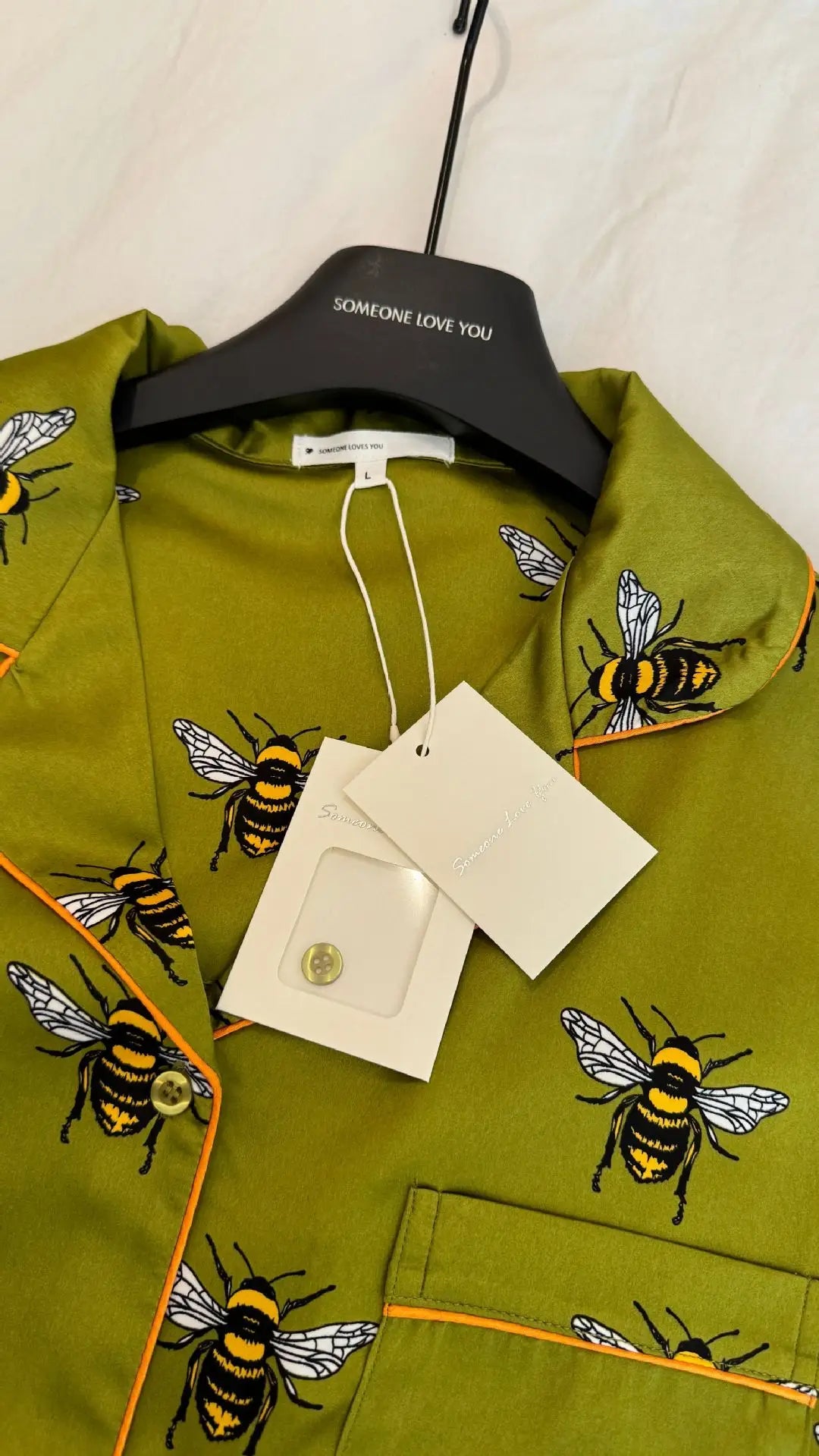 Pyjama Satin Abeilles Vert | MDN Store