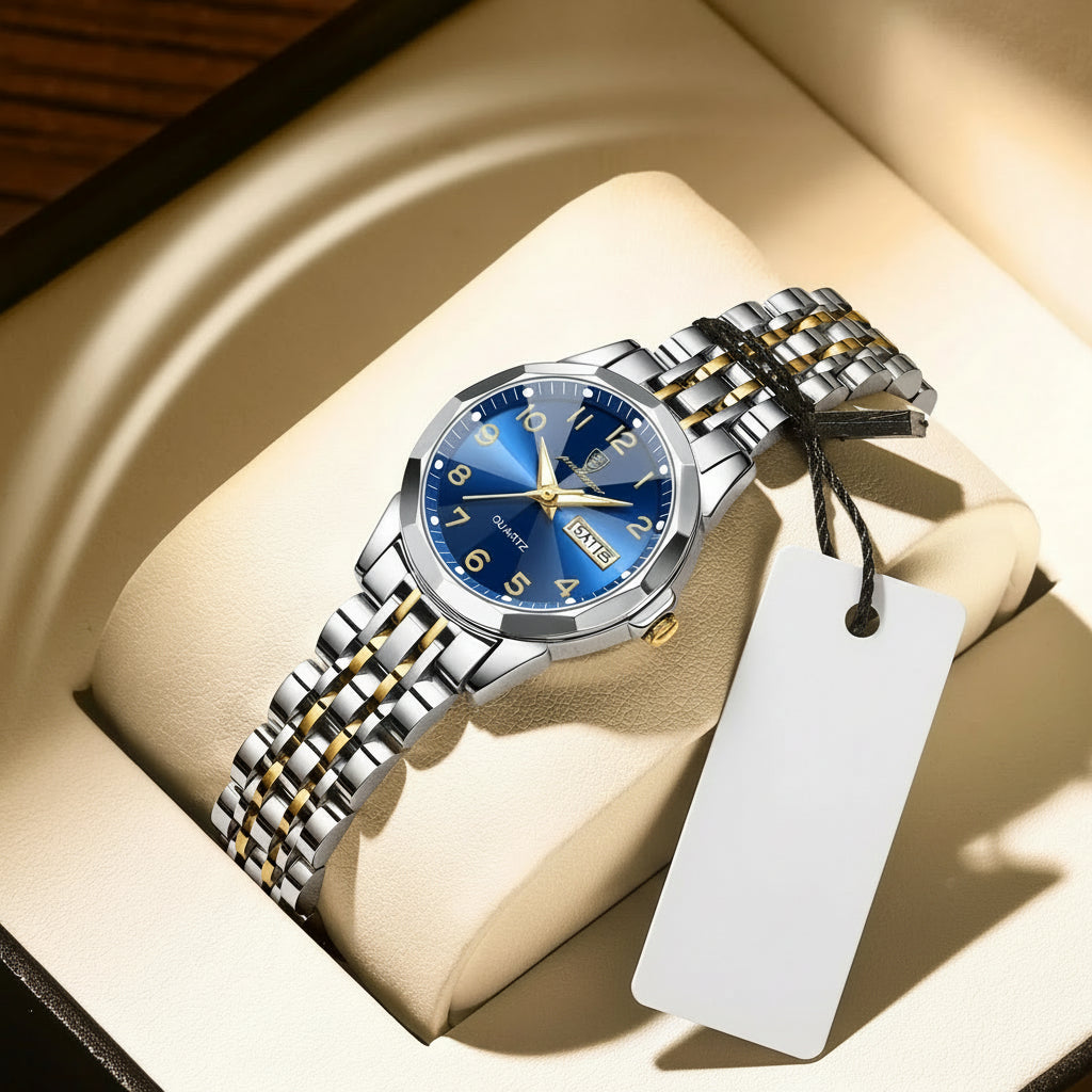 Montre Femme POEDAGAR Acier Inoxydable - Étanche Lumineuse Date Semaine Quartz | MDN