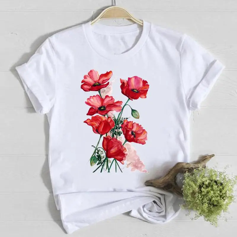 T-shirt Fleurs Printemps Graphique Femme | MDN