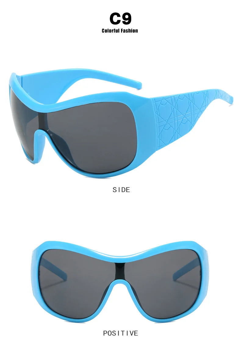 Lunettes de Soleil Y2K Oversize Monobloc UV400 - Femme | MDN