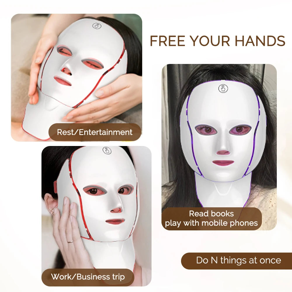 Masque LED Visage Cou 7 Couleurs Anti-Âge Raffermissant | MDN Store