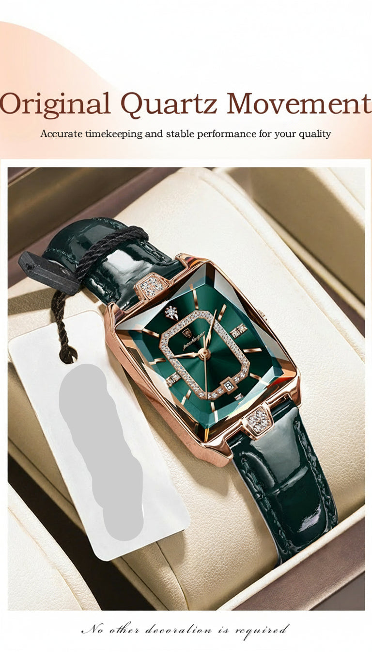 Montre Femme Rectangle Cuir POEDAGAR - Luxe Étanche Date Quartz Élégante Cadeau | MDN