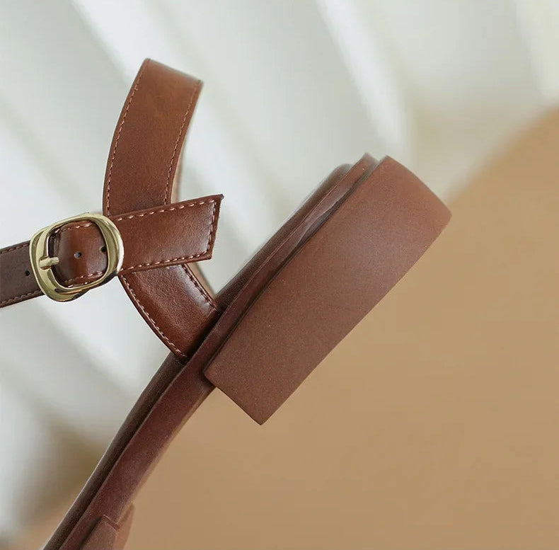 Sandales Cuir Talons Bas Confort Femme | MDN