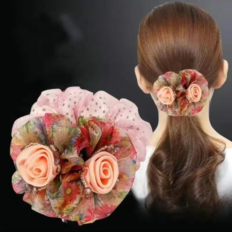 Chouchou Fleur Maille Large Élégant - Élastique Chignon Femme | MDN Store