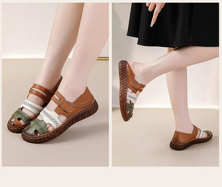 Sandales Cuir Plates Bout Fermé Lorilury | MDN Store