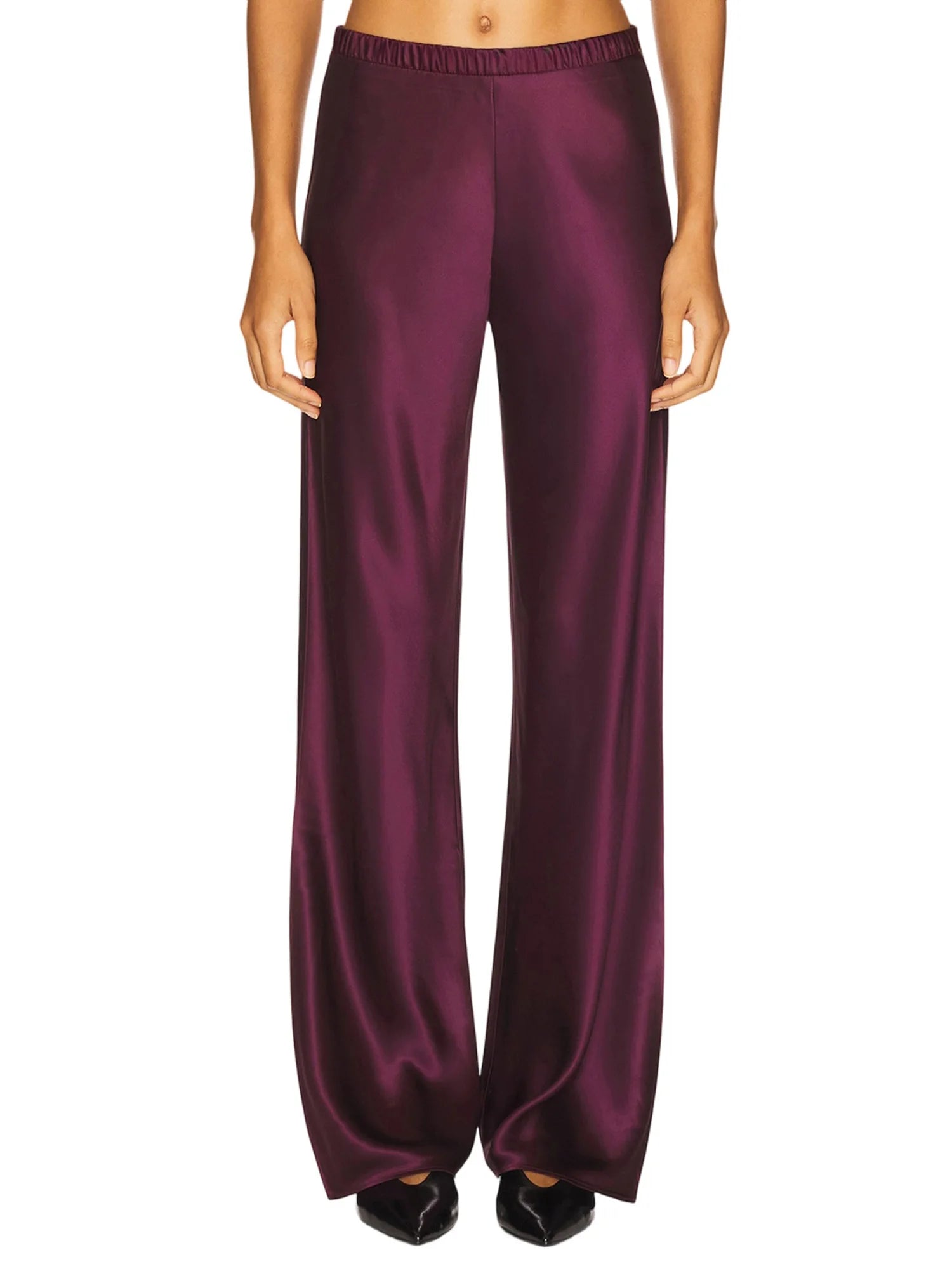 Pantalon Large Satin Taille Haute Femme | MDN Store