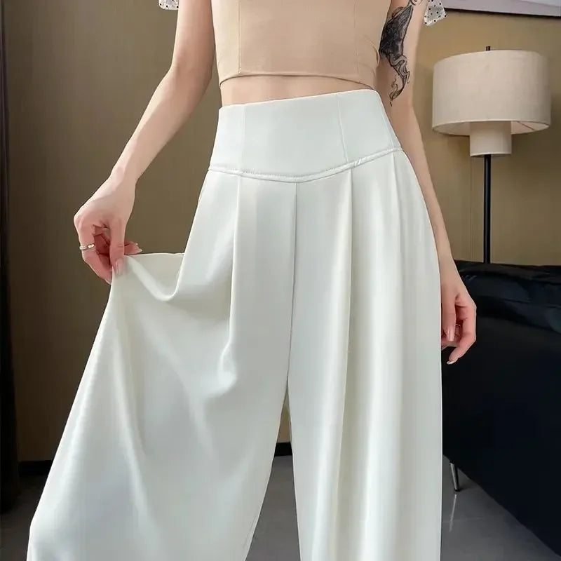 Pantalon Femme Taille Haute Large Gris | MDN Store