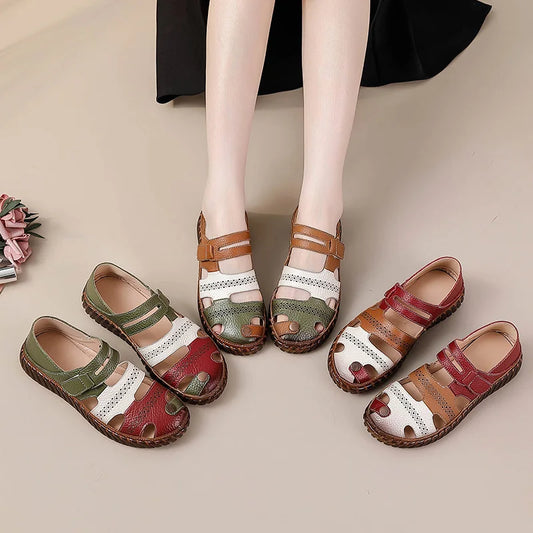 Sandales Cuir Plates Bout Fermé Lorilury | MDN