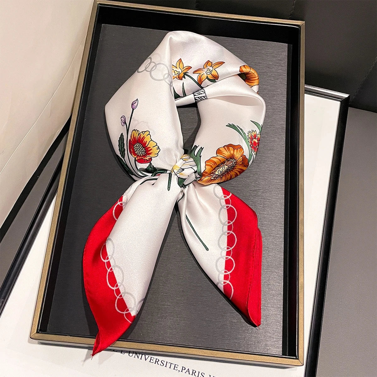 Foulard Carré Soie Floral Rose Femme 70cm | MDN Store