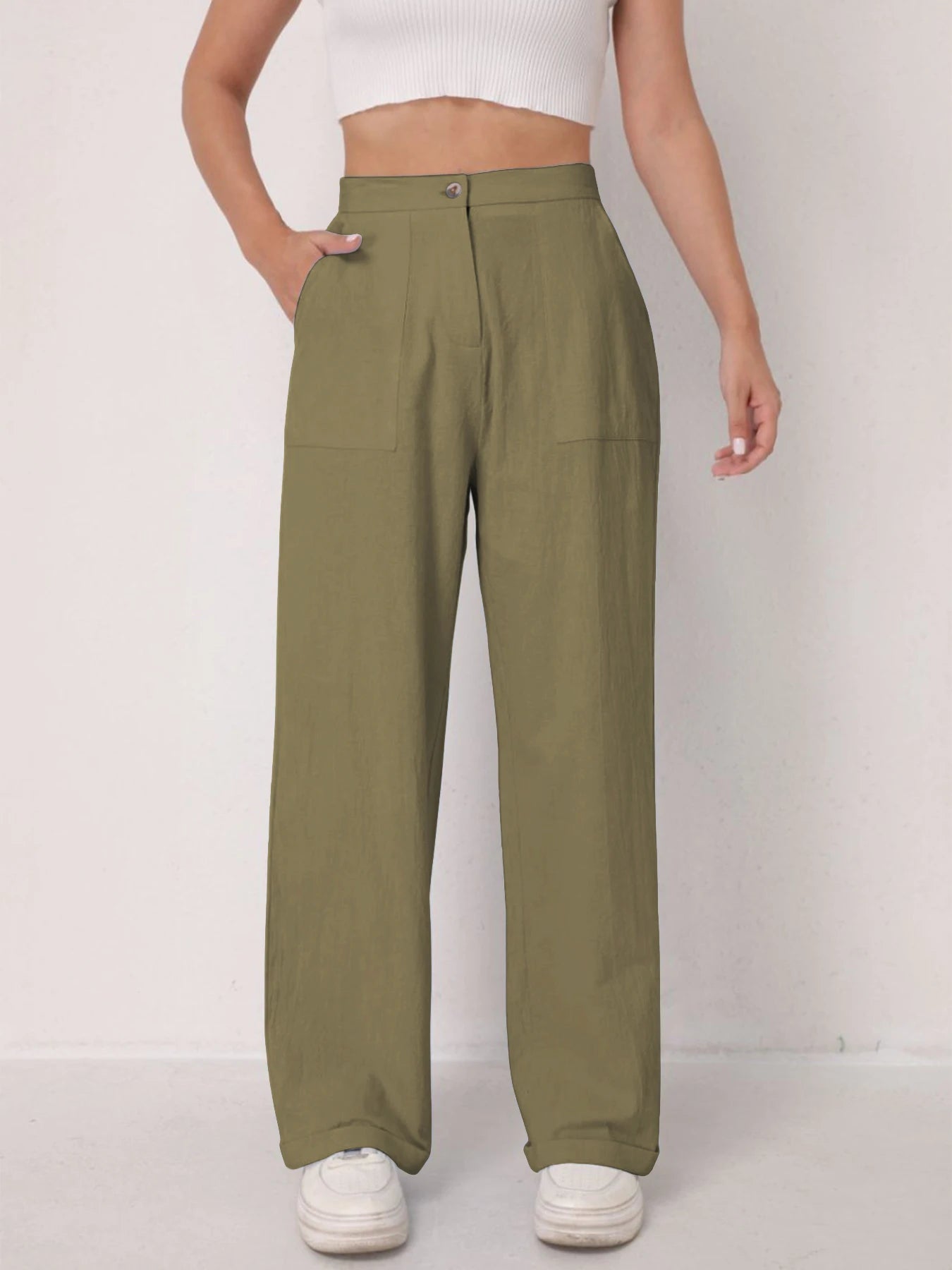 Pantalon Lin Taille Haute Décontracté Femme | MDN Store