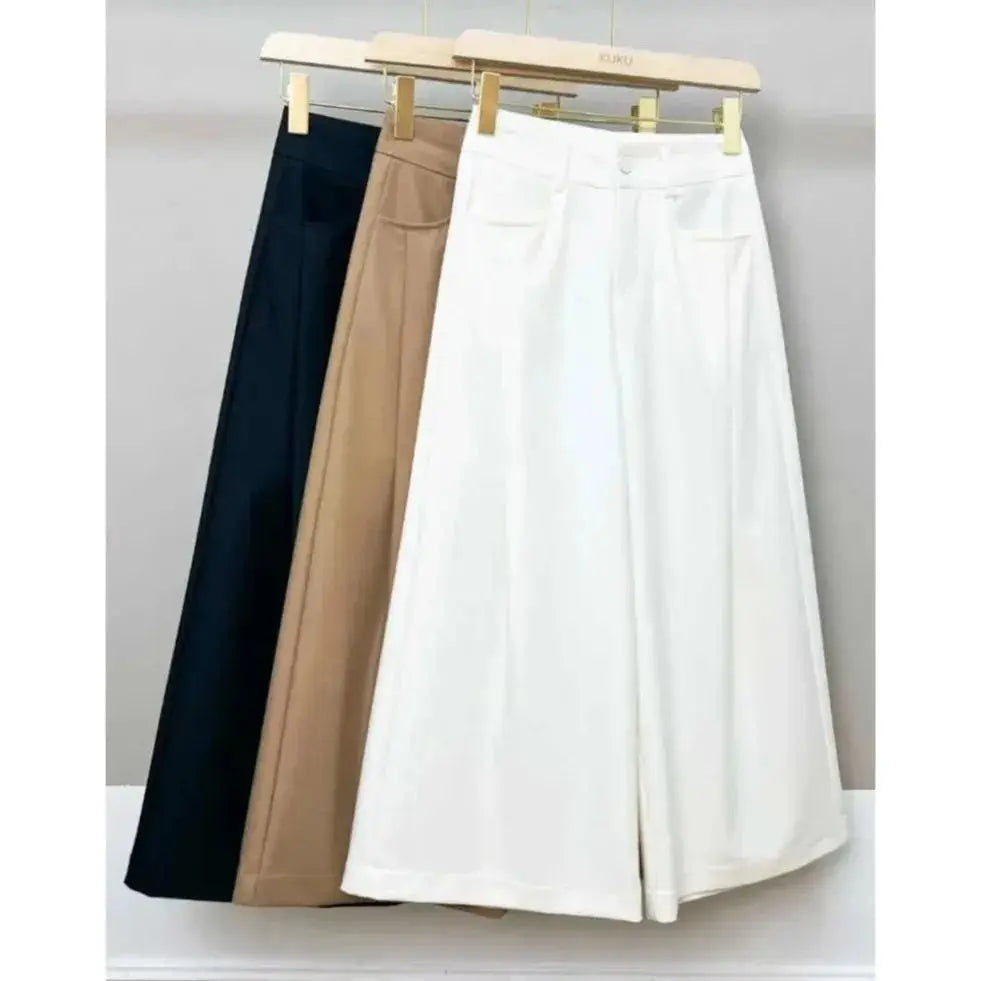 Pantalon Femme Taille Haute Décontracté Léger Couleur Unie Été | MDN Store