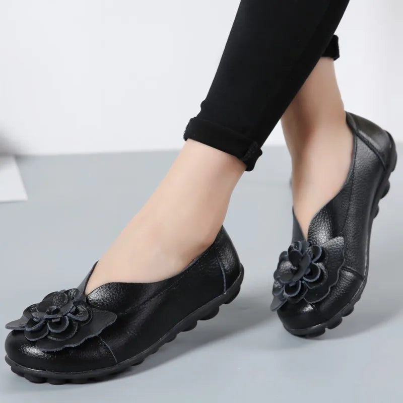 Ballerines Cuir Fleur Élégantes Grande Taille | MDN Store