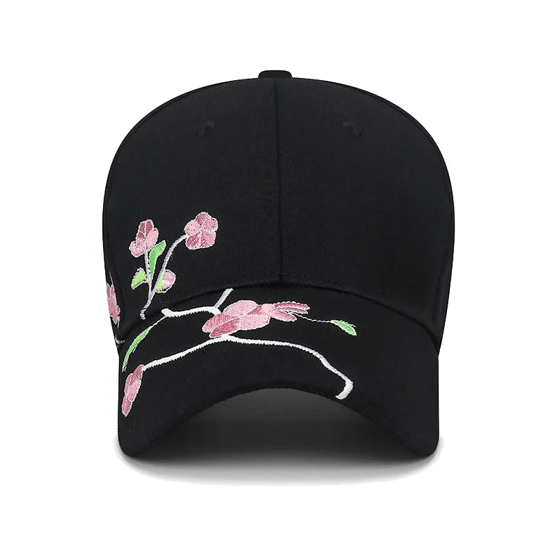 Casquette Bec de Canard Broderie Fleur de Prunier Femme Reglable | MDN Store 25