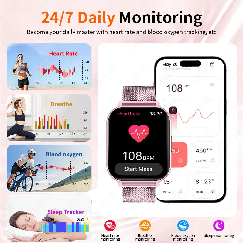 Montre Connectée Femme LIGE Tactile Personnalisable | MDN Store