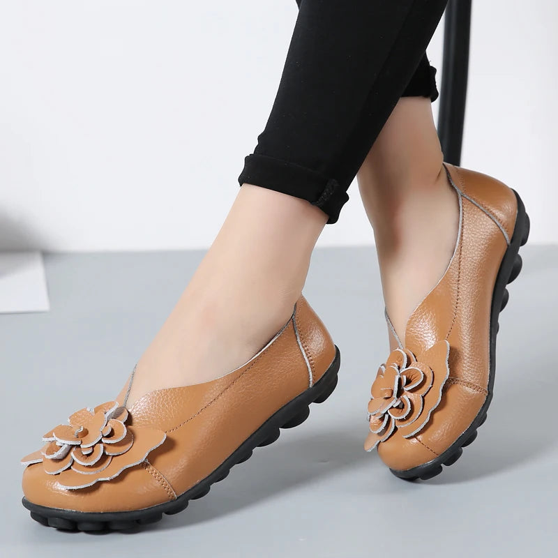 Ballerines Cuir Fleur Élégantes Grande Taille | MDN Store